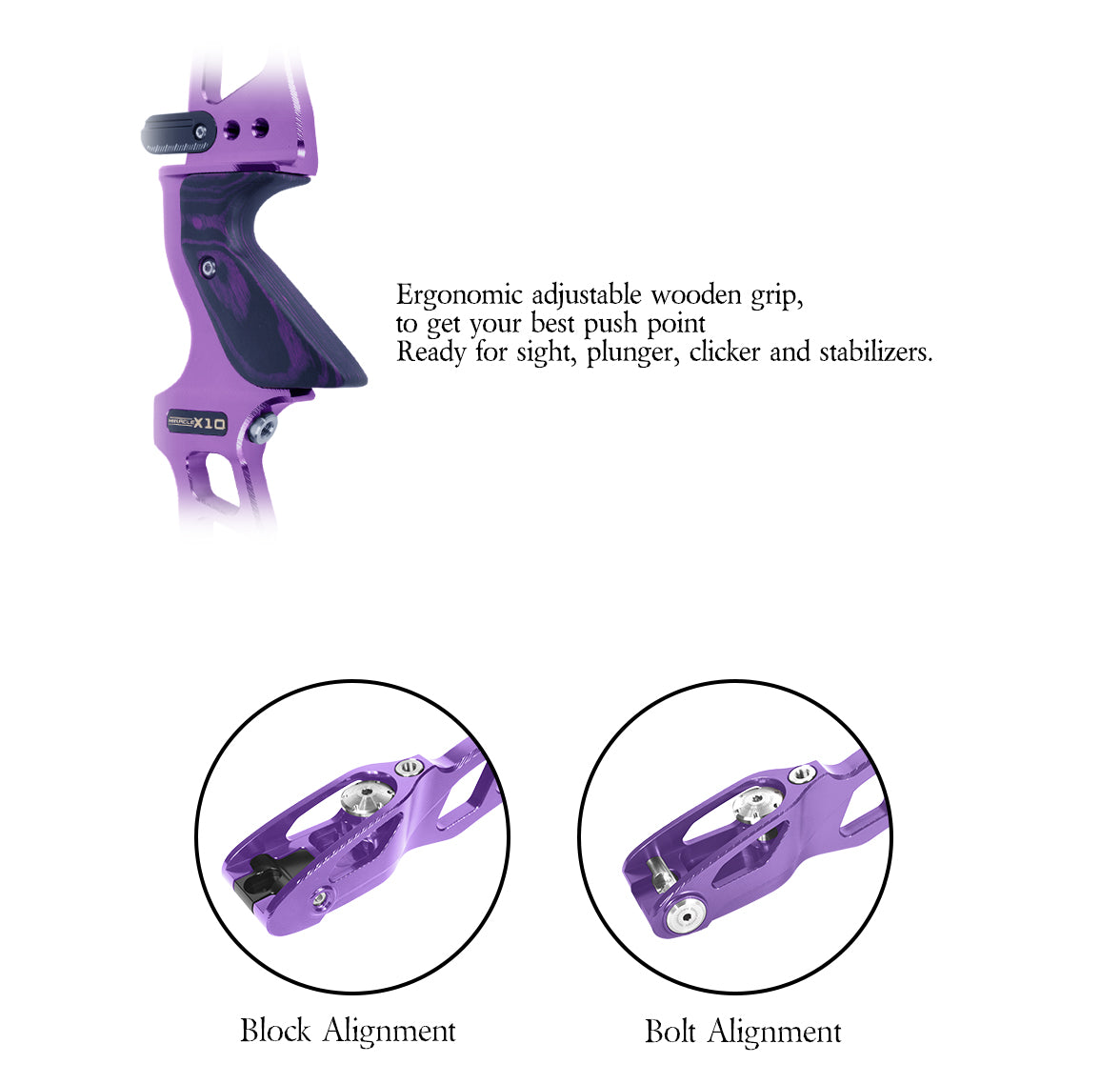 Light Slate Gray Sanlida® Miracle X10 ILF Target Recurve Bow Kit – Purple Edition SANLIDA