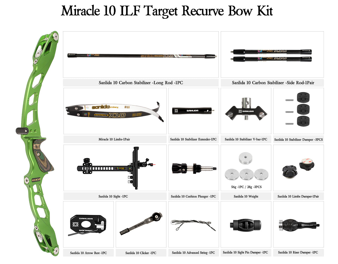 Dark Slate Gray Sanlida® Miracle X10 ILF Target Recurve Bow Kit – Green Edition SANLIDA