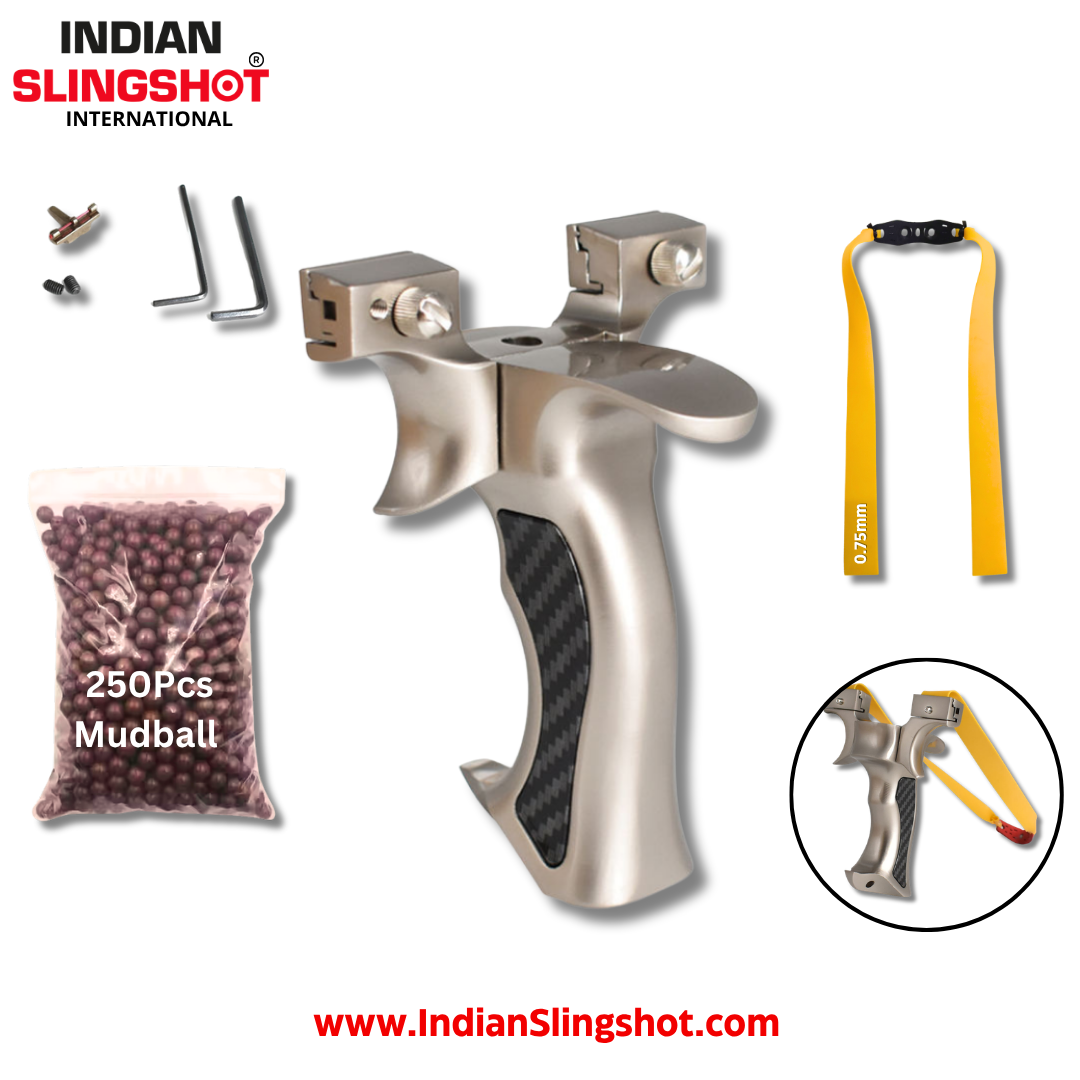 White Smoke Professional Olympic Stainless Steel / Alloy Slingshot INDIAN SLINGSHOT