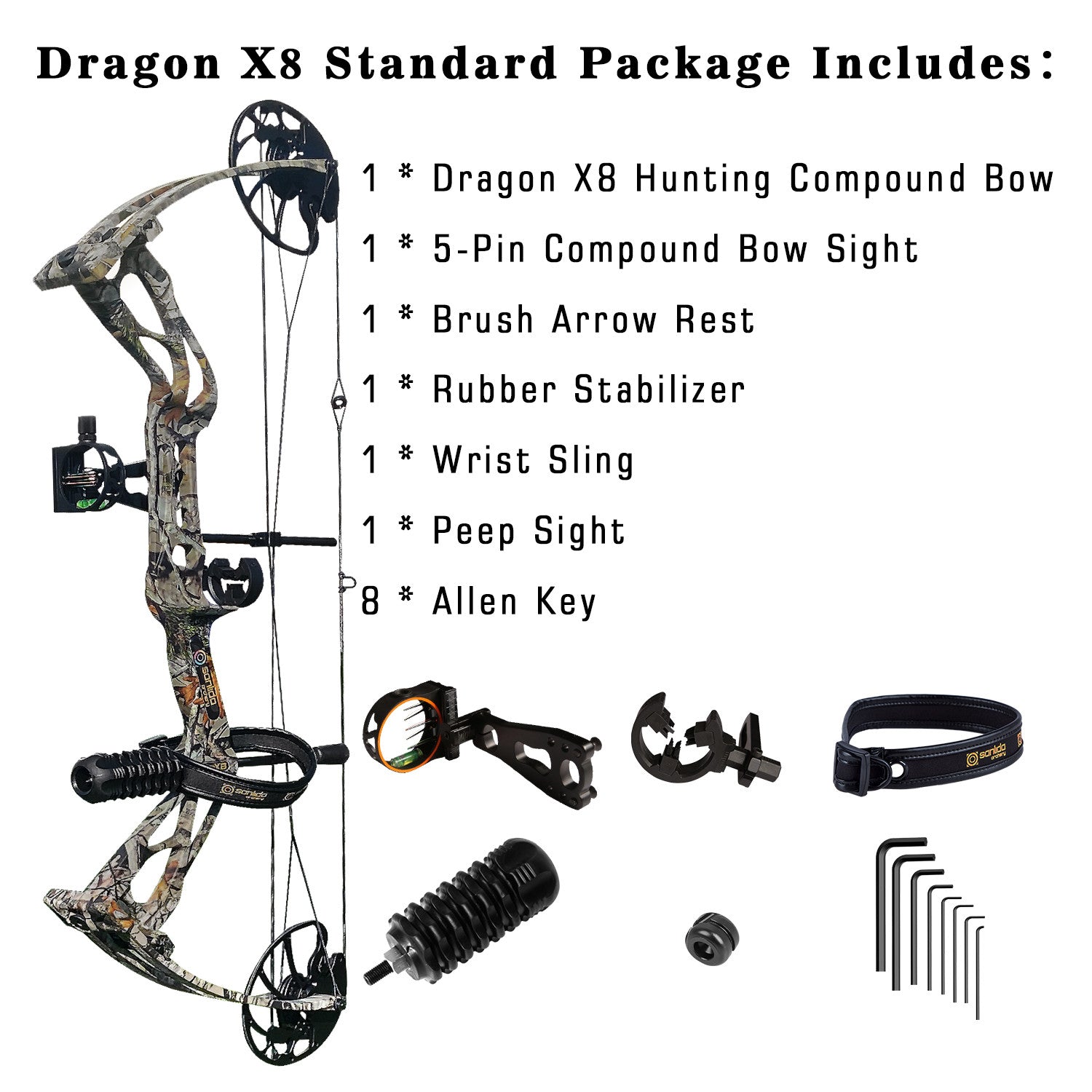 Light Gray Sanlida® Dragon X8 60lbs/70lbs Basic & Full Kit SANLIDA