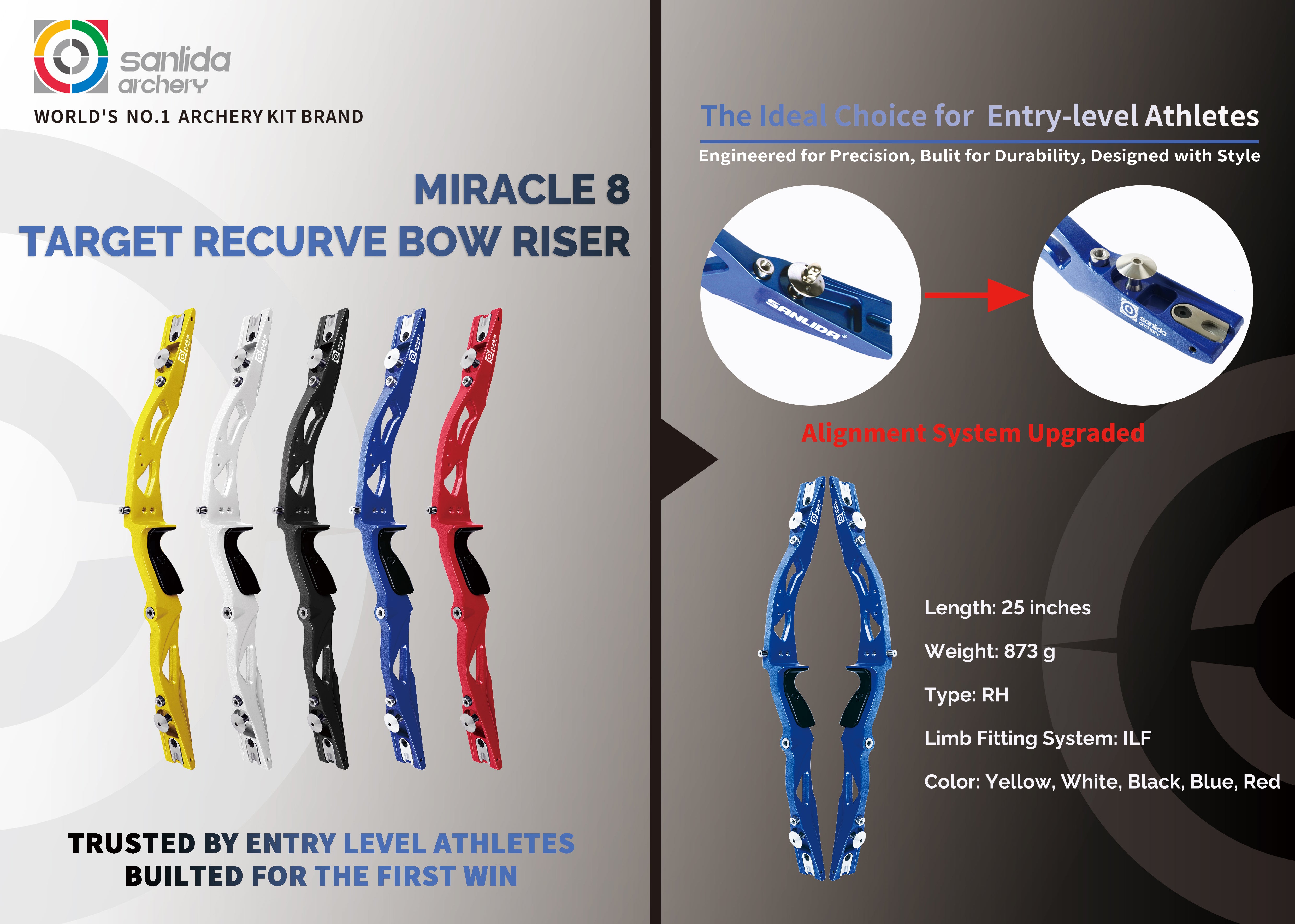 Light Gray Sanlida® Miracle X8 Recurve Bow (Red Edition) SANLIDA