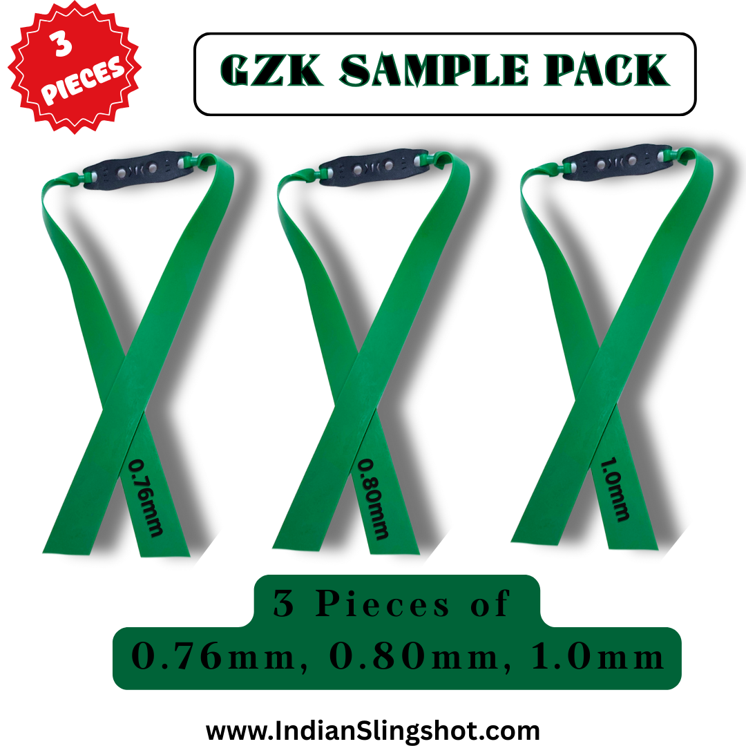 Dark Slate Gray GZK 3-Piece Sample Pack Slingshot Replacement Flat Bands | 20cm Mid Pull Latex Bands | 0.76mm, 0.80mm & 1mm | Durable Natural Latex Slingshot Accessories INDIAN SLINGSHOT