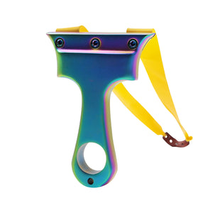 White Smoke Rainbow Impact Stainless Steel Slingshot with 3 Colored Screws Sling Tool INDIAN SLINGSHOT