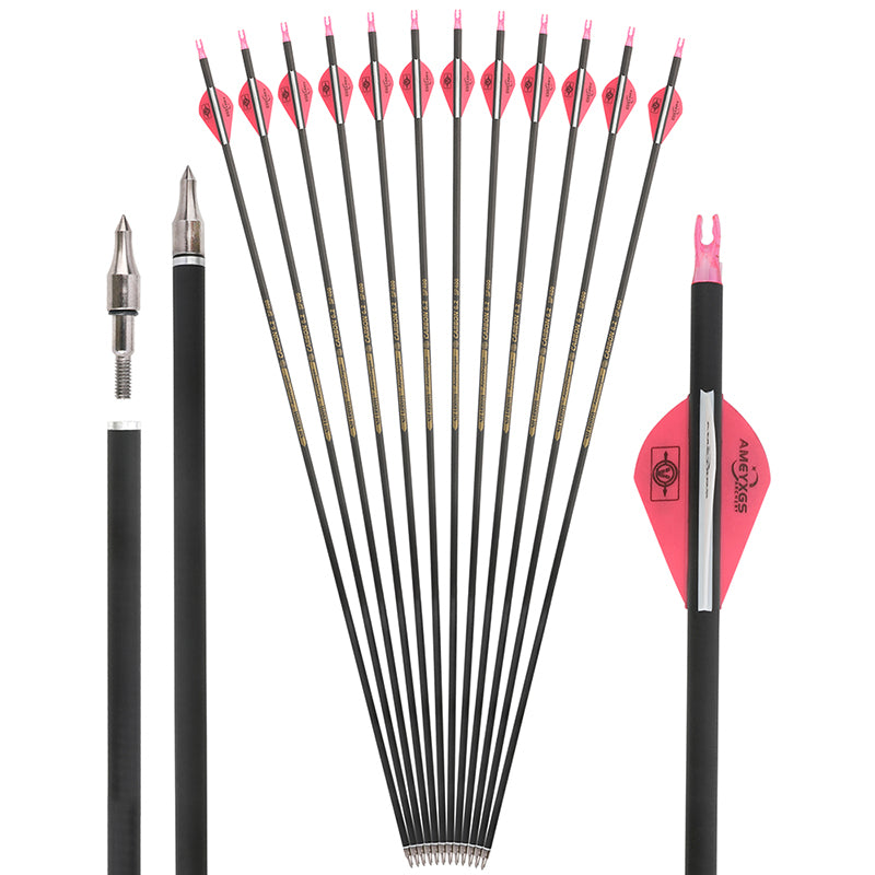 Dark Slate Gray Pure Carbon Arrows Pure Carbon Arrow ID 6.2 Spine 300 350 400 500 600 For Compound Recurve Traditional Bow Arrows INDIAN SLINGSHOT