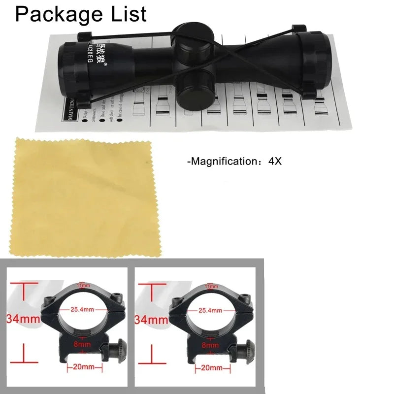 Tan 4X30 EG Outdoor Tactical Optical Sight Scope INDIAN SLINGSHOT