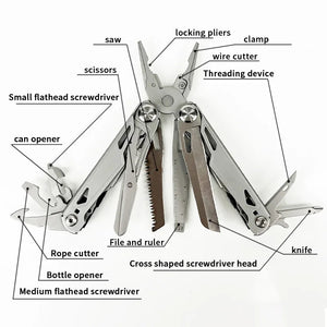 White Smoke 28 in 1 Folding Pocket Multi Tool Stainless Steel Pliers MARKSMAN