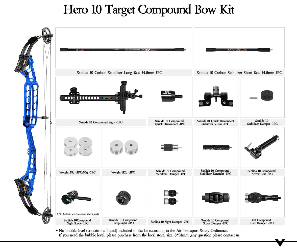 Light Gray Sanlida® Hero 10 II Target Full Module Compound Bow Kit - Dark Blue Edition SANLIDA