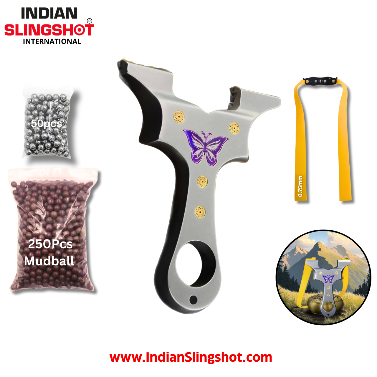 White Smoke TC4 Titanium Alloy Dragon Tooth Butterfly Slingshot INDIAN SLINGSHOT