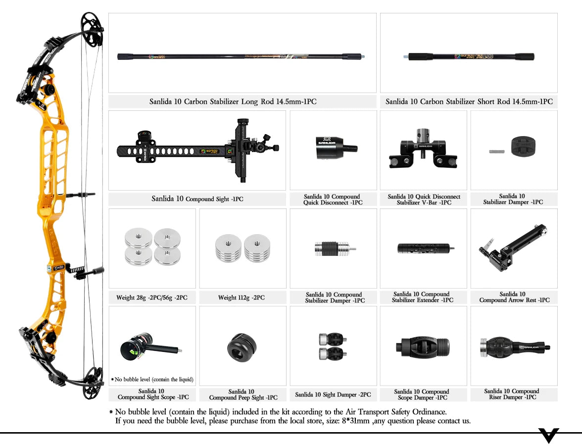 Light Gray Sanlida® Hero 10 II Target Full Module Compound Bow Kit - Gold Edition SANLIDA