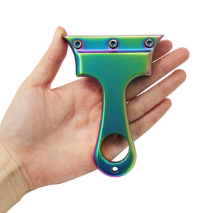 White Smoke Rainbow Impact Stainless Steel Slingshot with 3 Colored Screws Sling Tool INDIAN SLINGSHOT