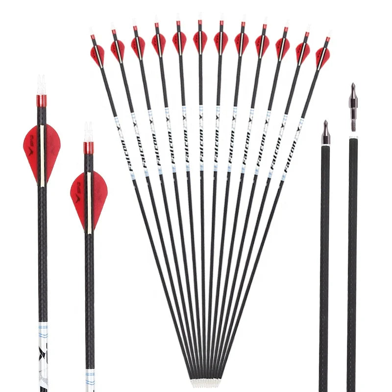 Dark Slate Gray SPG 3K Pure Carbon Arrows – Removable Steel Tips for Recurve &amp; Compound Bows SPG