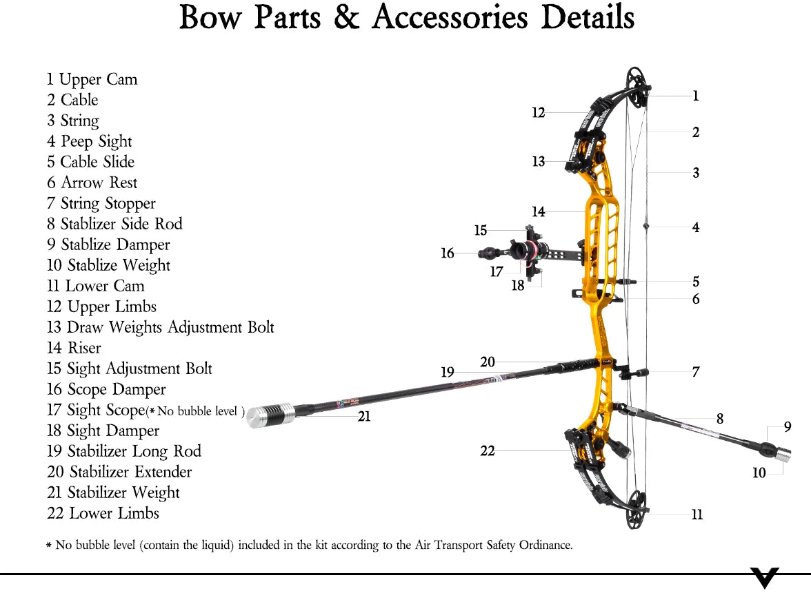 Black Sanlida® Hero 10 II Target Full Module Compound Bow Kit - Gold Edition SANLIDA