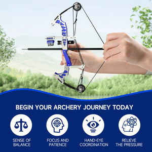 Midnight Blue Laser Aiming Metal Pulley Mini Compound Bow Target Shooting MARKSMAN