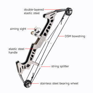 Light Gray Kids New Stainless Steel High Quality Mini Pulley Compound Bow Target Set For Indoor And Outdoor Shooting Practice | Best for gifts INDIAN SLINGSHOT