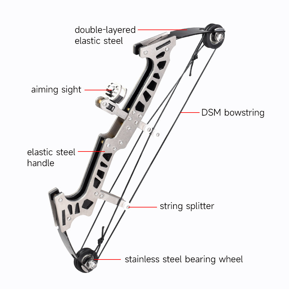 Light Gray Kids New Stainless Steel High Quality Mini Pulley Compound Bow Target Set For Indoor And Outdoor Shooting Practice | Best for gifts INDIAN SLINGSHOT