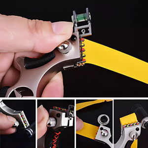 Black Premium Alloy Benz Laser Slingshot with 90° Level Sight & 0.75 mm Rubber Band Pack SLINGSTER