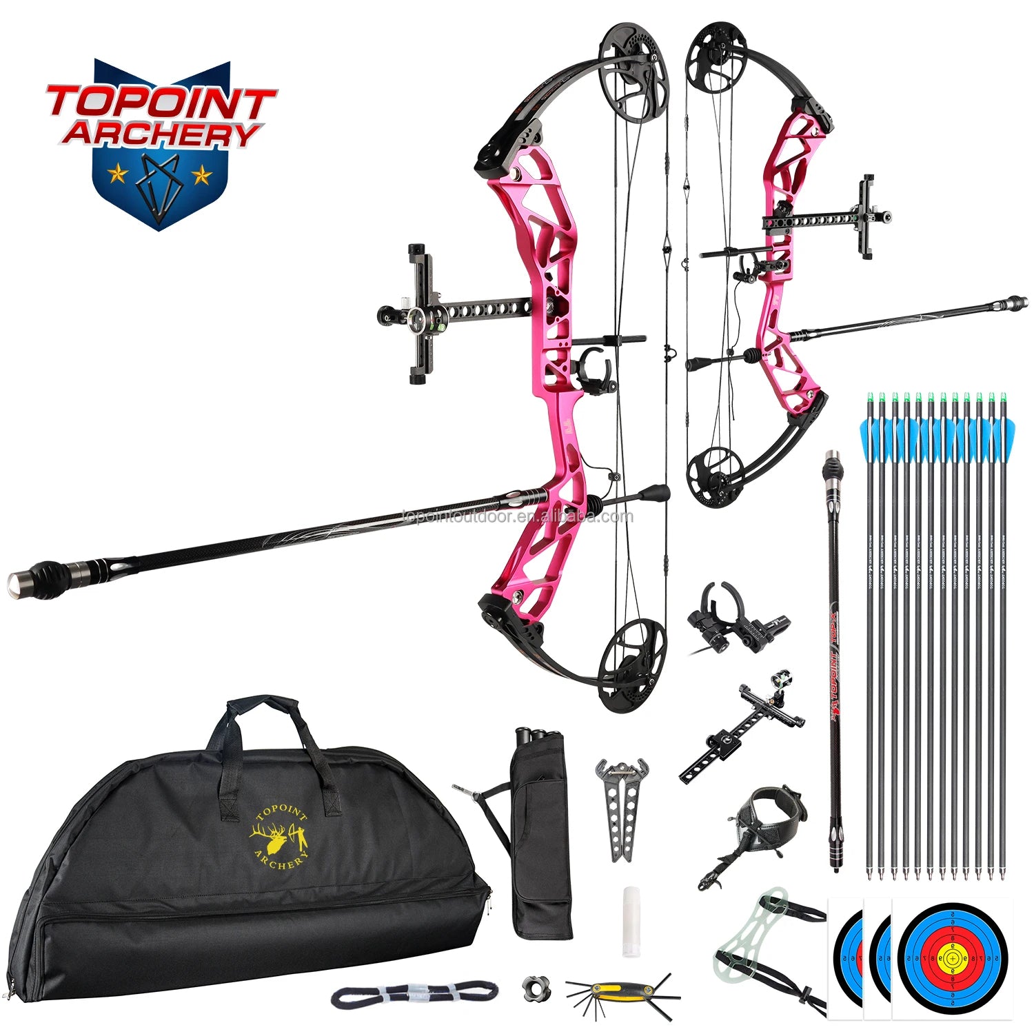 White Smoke TOPOINT T1 Target Compound Bow Competition Package with 12 Arrows Topoint