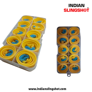 Dark Goldenrod 10-Pack High-Quality Slingshot Catapult Accessories | Replacement Flat Bands | 20CM Length | 0.75MM / 0.76MM / 1MM Thickness | High Elastic Natural Latex INDIAN SLINGSHOT