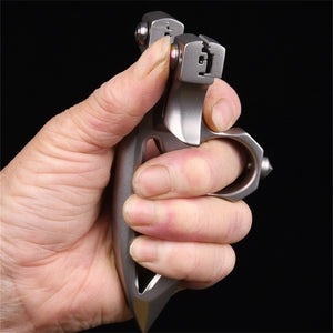 Tan Spiked Brass Knuckles 404C Stainless Steel Slingshot MARKSMAN