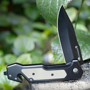 Light Gray 440C Stainless Steel Folding Pocket Knife | G10 Handle MARKSMAN