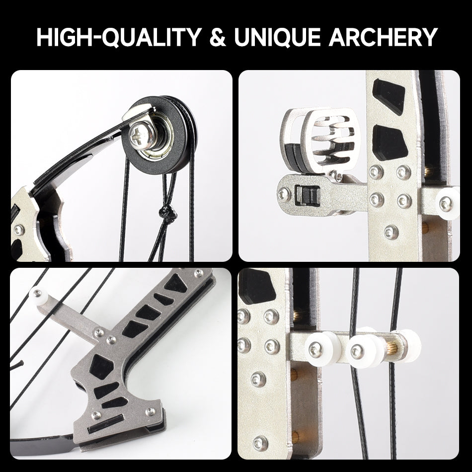 Light Gray Kids New Stainless Steel High Quality Mini Pulley Compound Bow Target Set For Indoor And Outdoor Shooting Practice | Best for gifts INDIAN SLINGSHOT