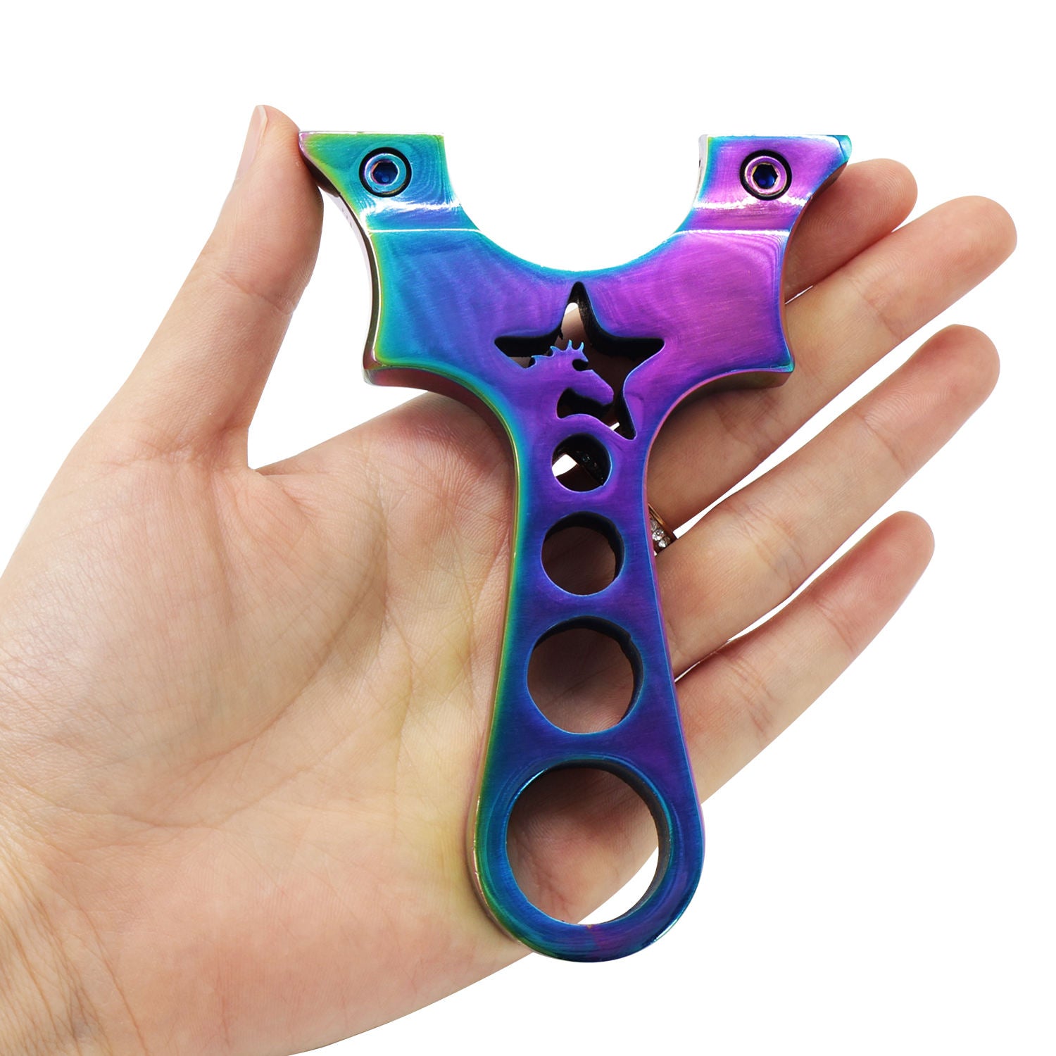 White Smoke Grilled Blue Stainless Slingshot INDIAN SLINGSHOT