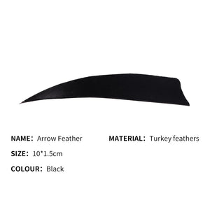 Black SPG 4 Inch Turkey Feather Arrow Fletching – Shield Shape for Archery Arrows SPG