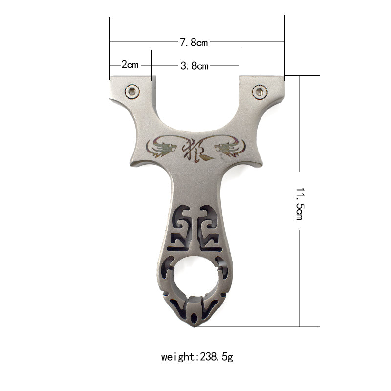 Dark Gray Dual Wolves Cut Stainless Steel Slingshot MARKSMAN