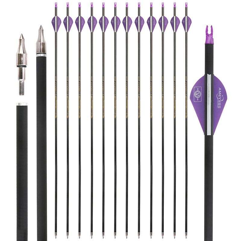 Dark Slate Gray Pure Carbon Arrows Pure Carbon Arrow ID 6.2 Spine 300 350 400 500 600 For Compound Recurve Traditional Bow Arrows INDIAN SLINGSHOT