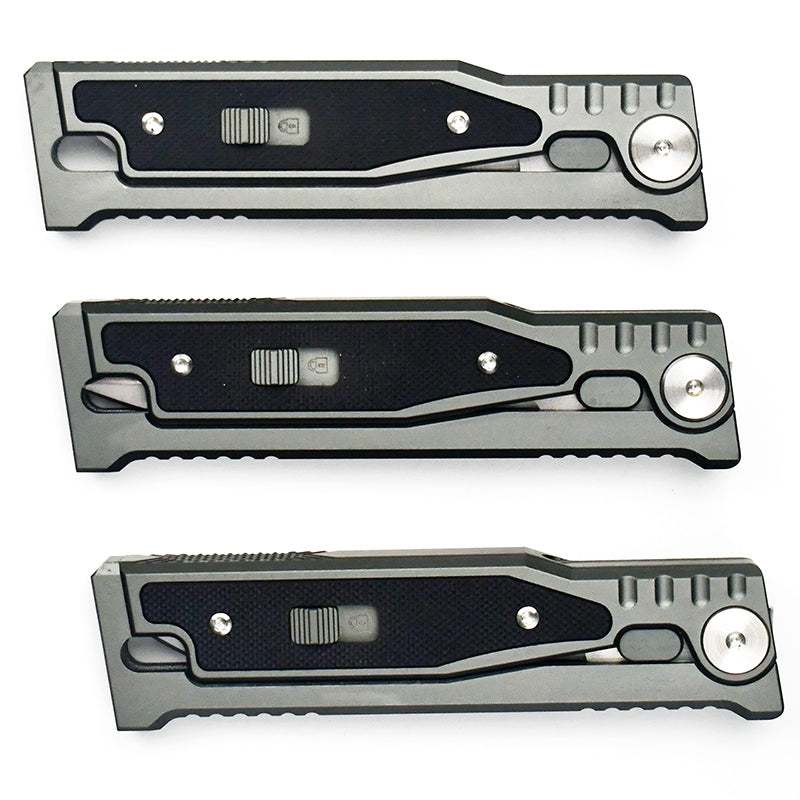 Gray High-Grade Gravity pocket knife with Mechanical Physics Opening | EDC, Camping, Survival, or Self-defense MARKSMAN