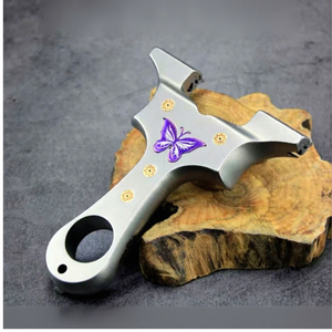 Dim Gray TC4 Titanium Alloy Dragon Tooth Butterfly Slingshot INDIAN SLINGSHOT