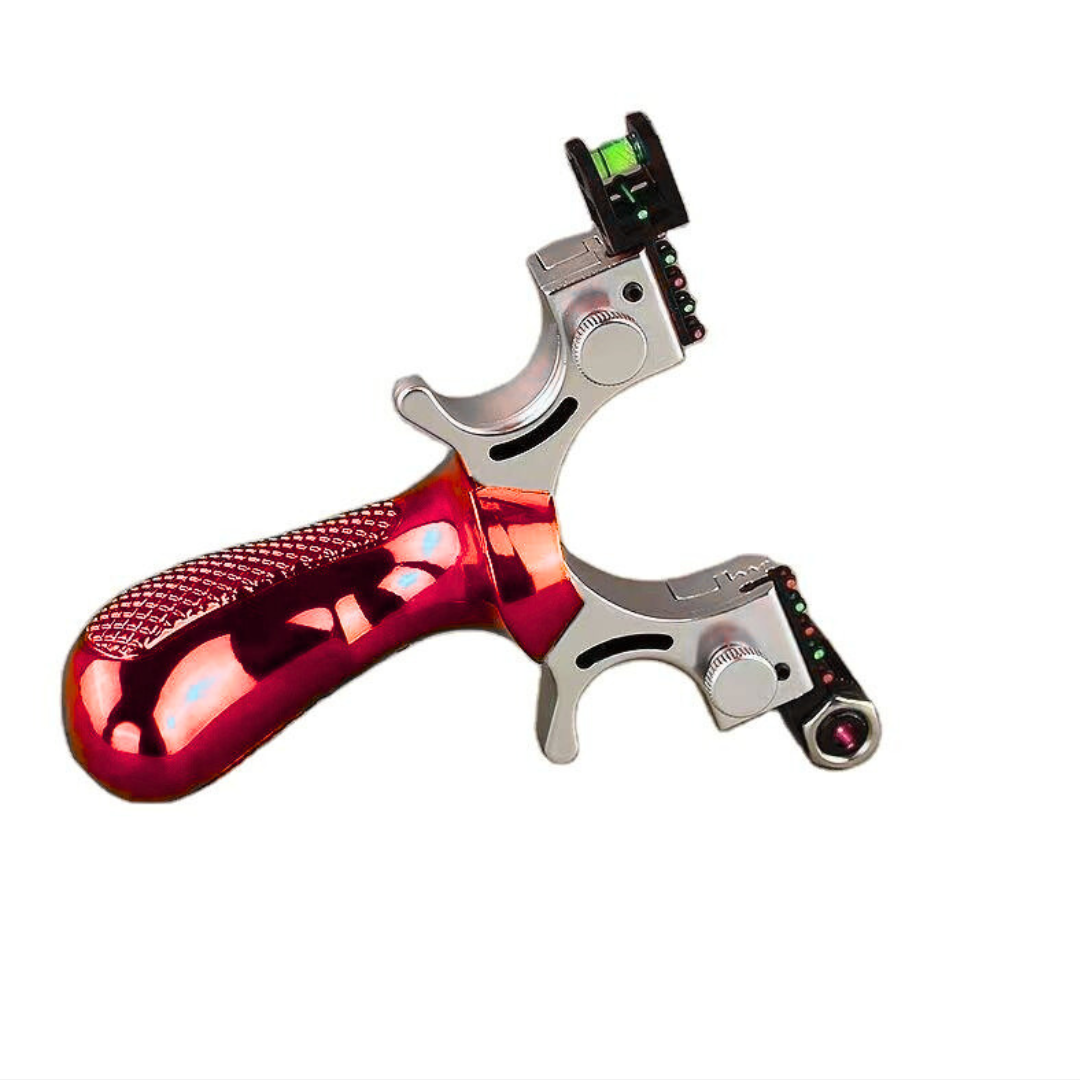 White Smoke Red Single Screw Resin Slingshot with Level Sight – Portable Outdoor Recreational Frame MARKSMAN