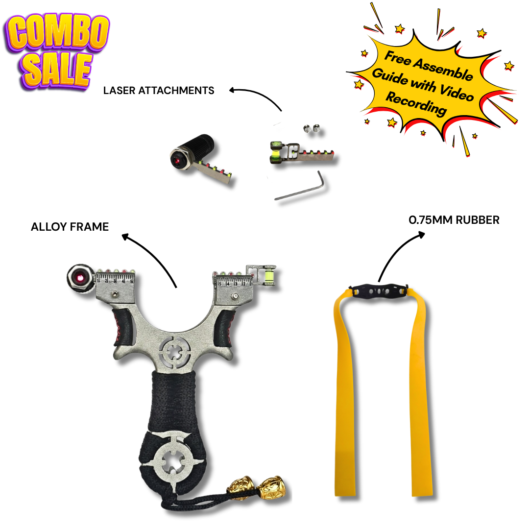 White Smoke Bullseye Compact Alloy Slingshot | Anti-Slip Rope Handle for Outdoor Practice & Educational Use MARKSMAN