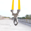 Rosy Brown Dual Wolves Cut Stainless Steel Slingshot MARKSMAN