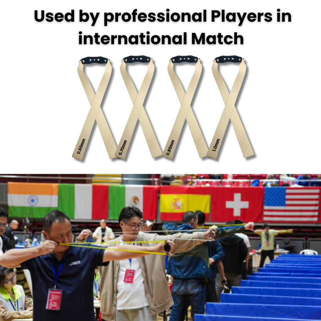 Gray MARKSMAN Natural Latex Slingshot Bands | 4-Pcs Sample Pack | 20cm Flat Mid Pull | Mixed Thickness 0.60mm, 0.70mm, 0.80mm & 1.0mm INDIAN SLINGSHOT