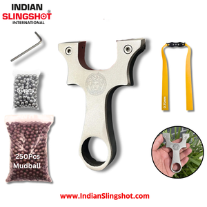 White Smoke Medusa Crest Stainless Steel Slingshot INDIAN SLINGSHOT
