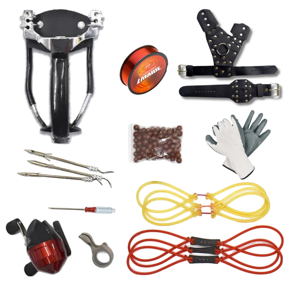 White Smoke Top Selling Metal Frame Strong Fishing Slingshot With Combo Pack For Outdoor Fishing MARKSMAN