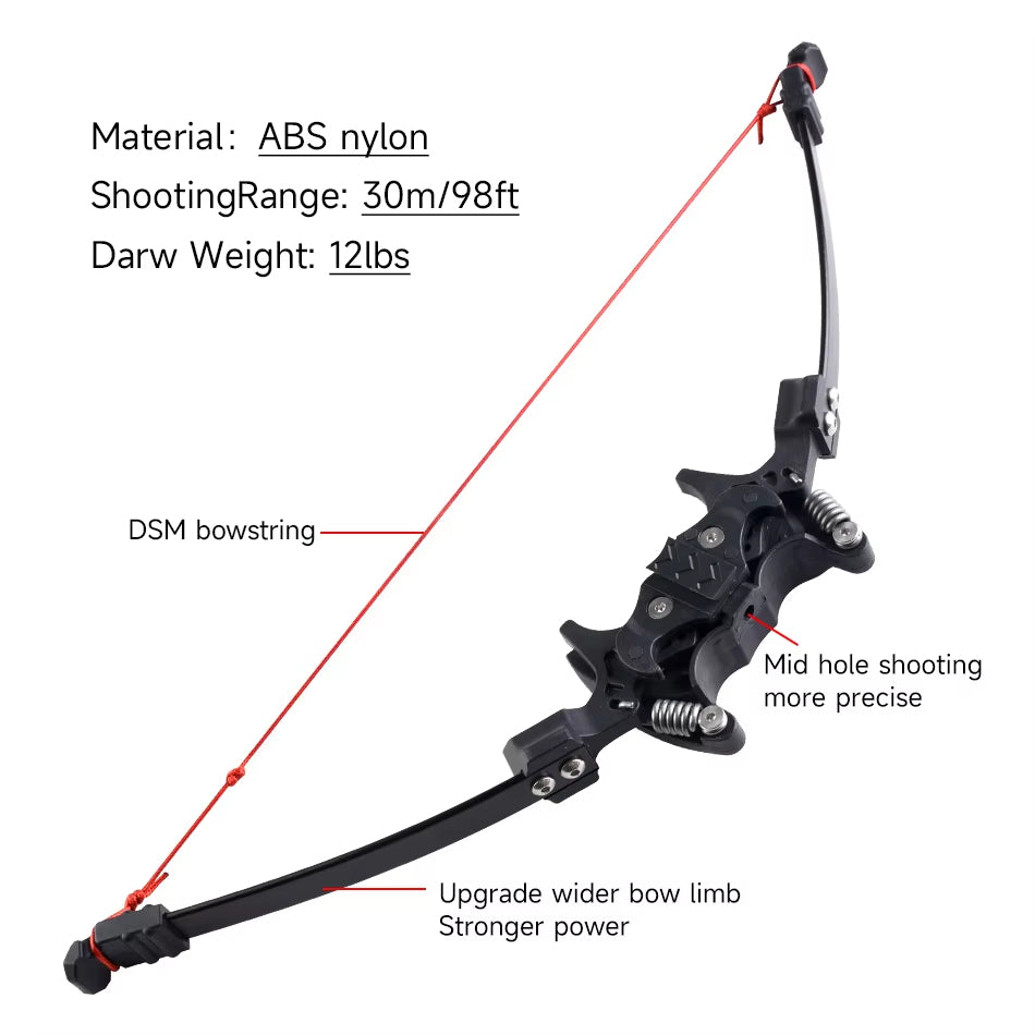 Light Gray 12 Pound Mini Recurve Foldable Spring Bow Laser Aiming For Target Shooting INDIAN SLINGSHOT