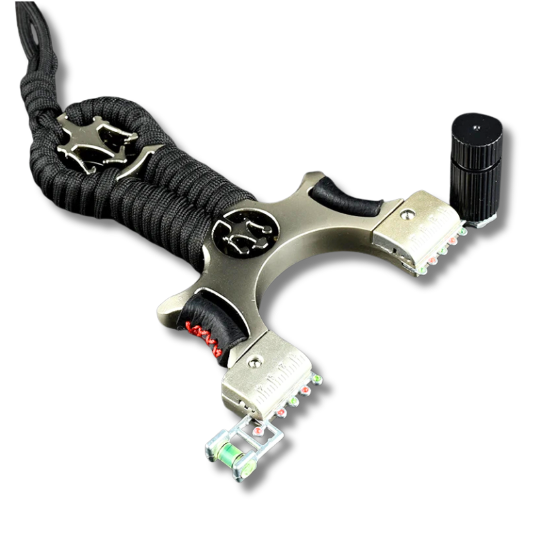 White Smoke Trident Alloy Slingshot with 0.75mm Rubber Band Set & 250 Mud Balls MARKSMAN