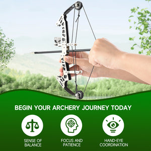 Light Gray Kids New Stainless Steel High Quality Mini Pulley Compound Bow Target Set For Indoor And Outdoor Shooting Practice | Best for gifts INDIAN SLINGSHOT