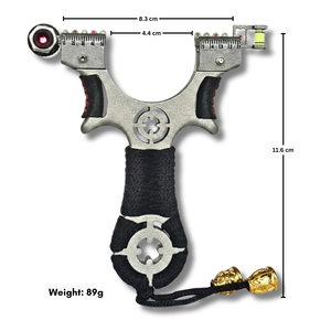 White Smoke Bullseye Compact Alloy Slingshot | Anti-Slip Rope Handle for Outdoor Practice & Educational Use MARKSMAN