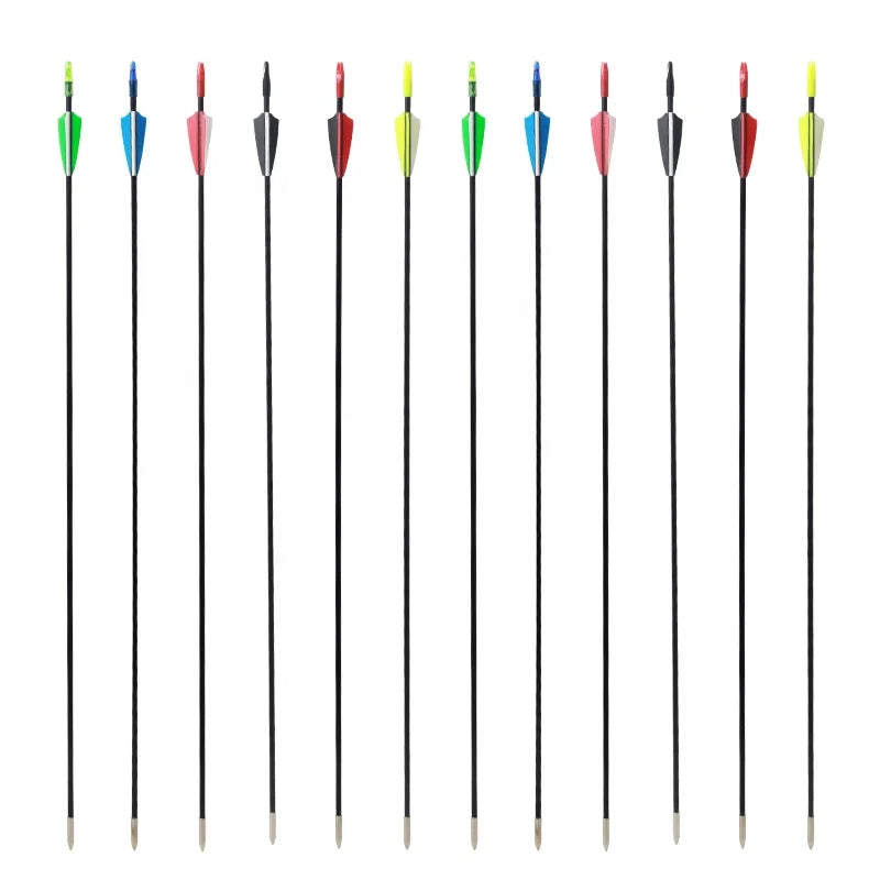Light Gray SPG 6mm Fiberglass Arrows – 80cm Archery Arrows with Steel Tips SPG