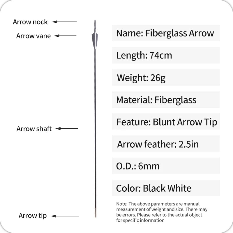 SPG 6mm Kids Fiberglass Blunt Arrow 74cm – Safe Archery Practice