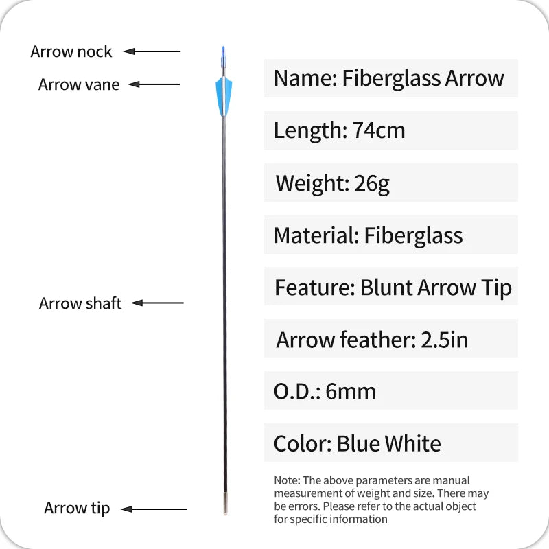 SPG 6mm Kids Fiberglass Blunt Arrow 74cm – Safe Archery Practice
