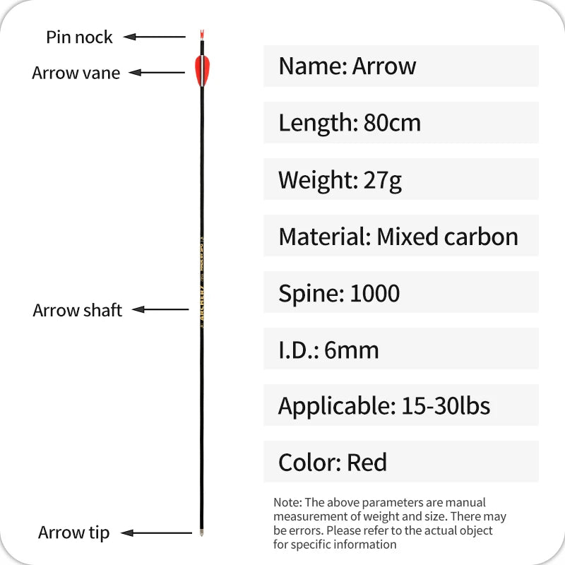 SPG 6mm Mixed Carbon Arrow 80cm | Spine 1000 Target Practice Arrow