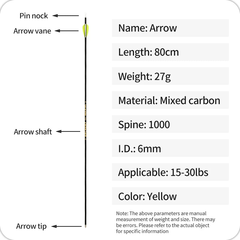 SPG 6mm Mixed Carbon Arrow 80cm | Spine 1000 Target Practice Arrow