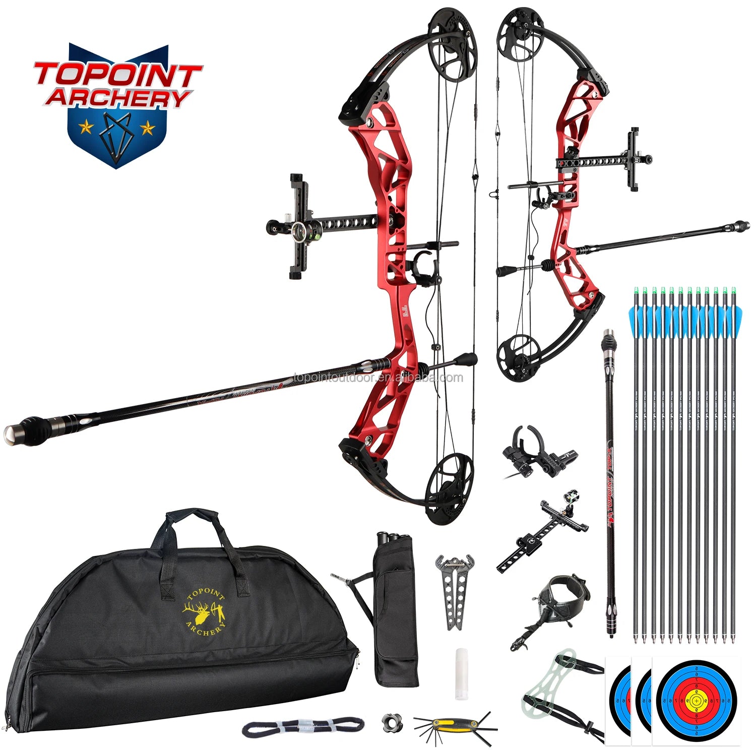 White Smoke TOPOINT T1 Target Compound Bow Competition Package with 12 Arrows Topoint