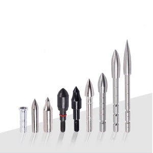 Light Gray SPG 7mm Stainless Steel Arrow Tips – 100 Grain Target Points SPG