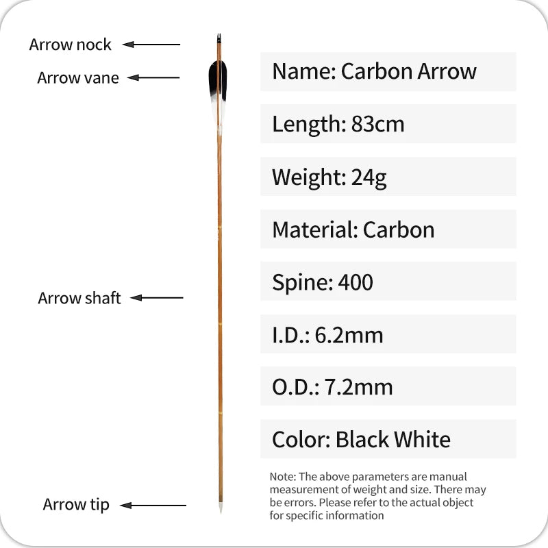 White Smoke SPG 83cm Carbon Arrows | 400–600 Spine Turkey Feather Target Arrows SPG
