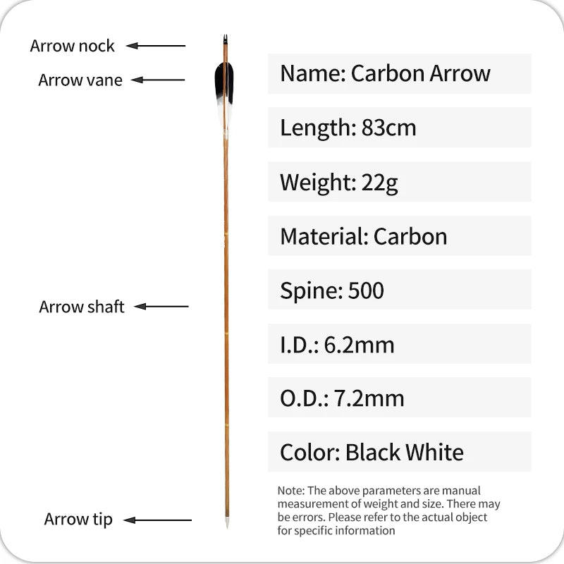 White Smoke SPG 83cm Carbon Arrows | 400–600 Spine Turkey Feather Target Arrows SPG
